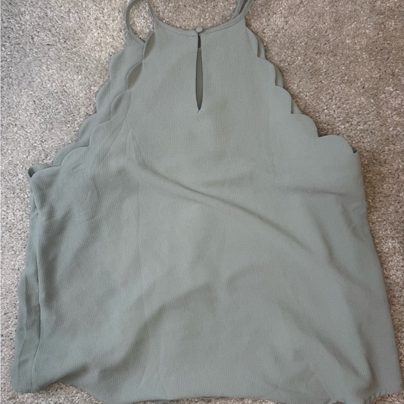 mine Sage Green Scalloped Hem Tank Top - Picture 4 of 4